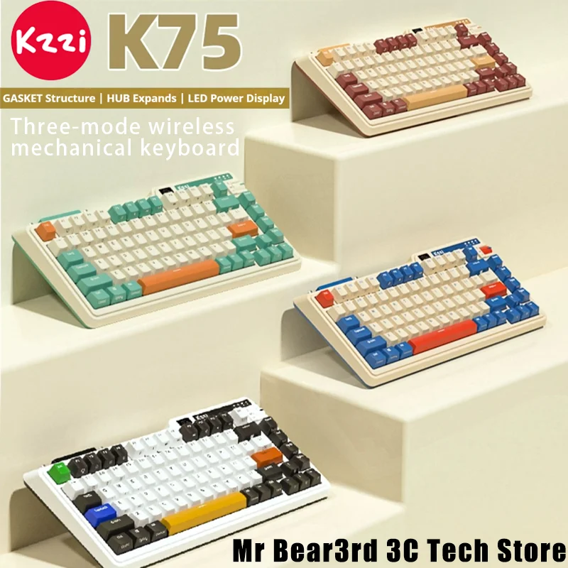 

Kzzi K75 Wireless Three-Mode Mechanical Keyboard Full-Key Hot-Swappable Gasket Structure Macro Programming Rgb