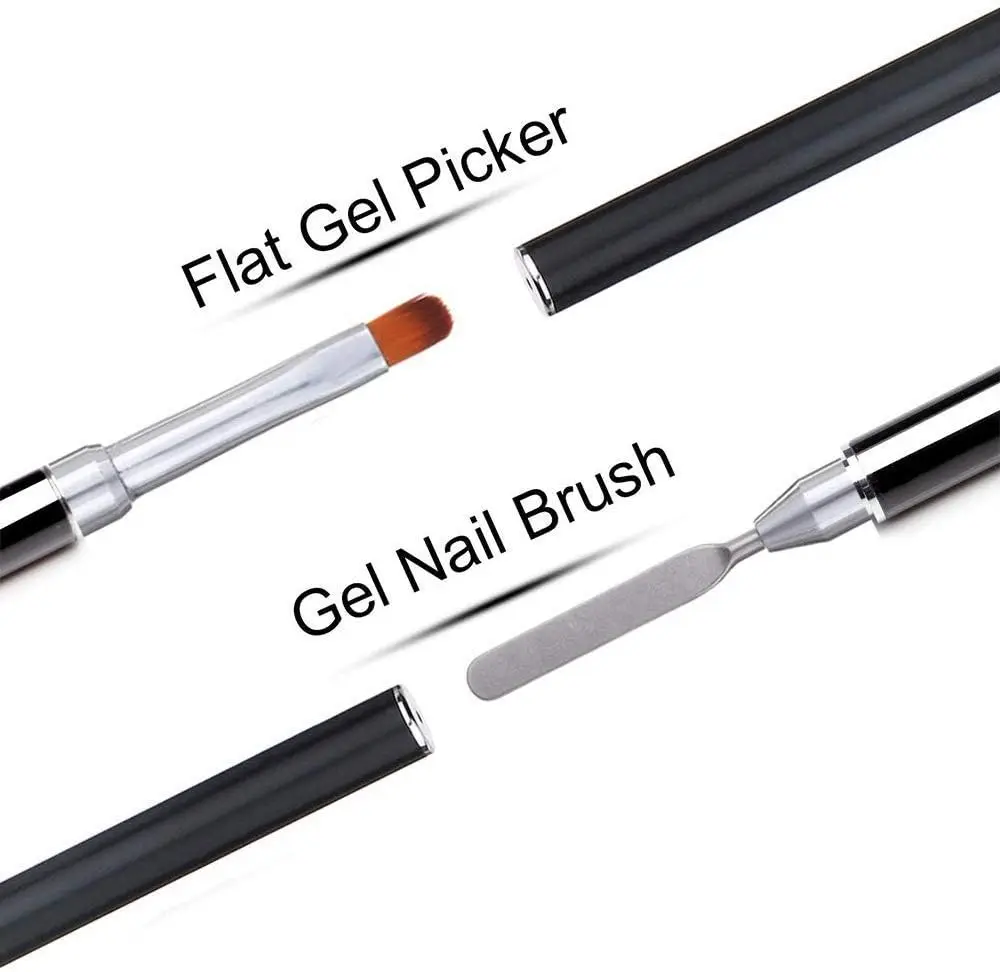 LINMANDA Gel Nail Brush Stainless Steel Dual-Ended Nail Art Brushes 2 in 1 Design Flat Gel Nail Art Slice Builder Gel Brush Tool image 3