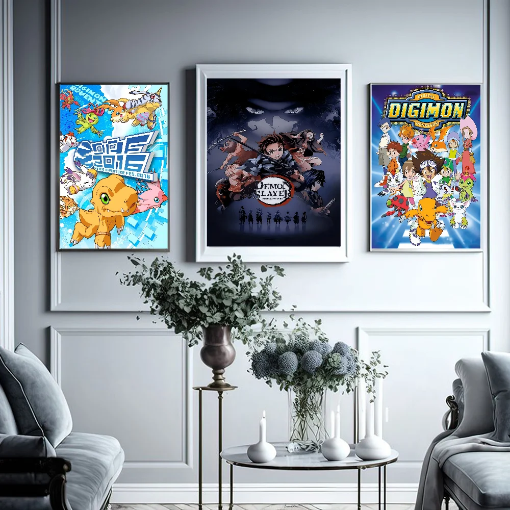 Anime Digimon Classic Movie Posters Waterproof Paper Sticker Coffee House Bar Decor Art Wall Stickers