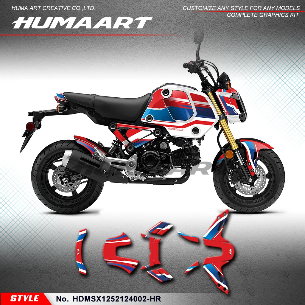 

HUMAART восстановление мотоциклетных наклеек, графический комплект для HONDA Grom MSX 125 2021 2022 2023 2024, HDMSX1252124002-HR