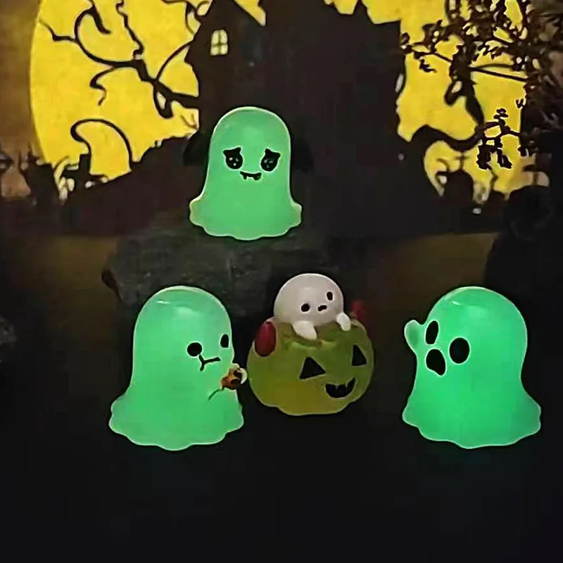 Halloween Micro Landscape Miniature Figurine Resin Craft Mini Fairy Garden Glow in Dark Ornaments Pumpkin Ghost Vampire Decorate