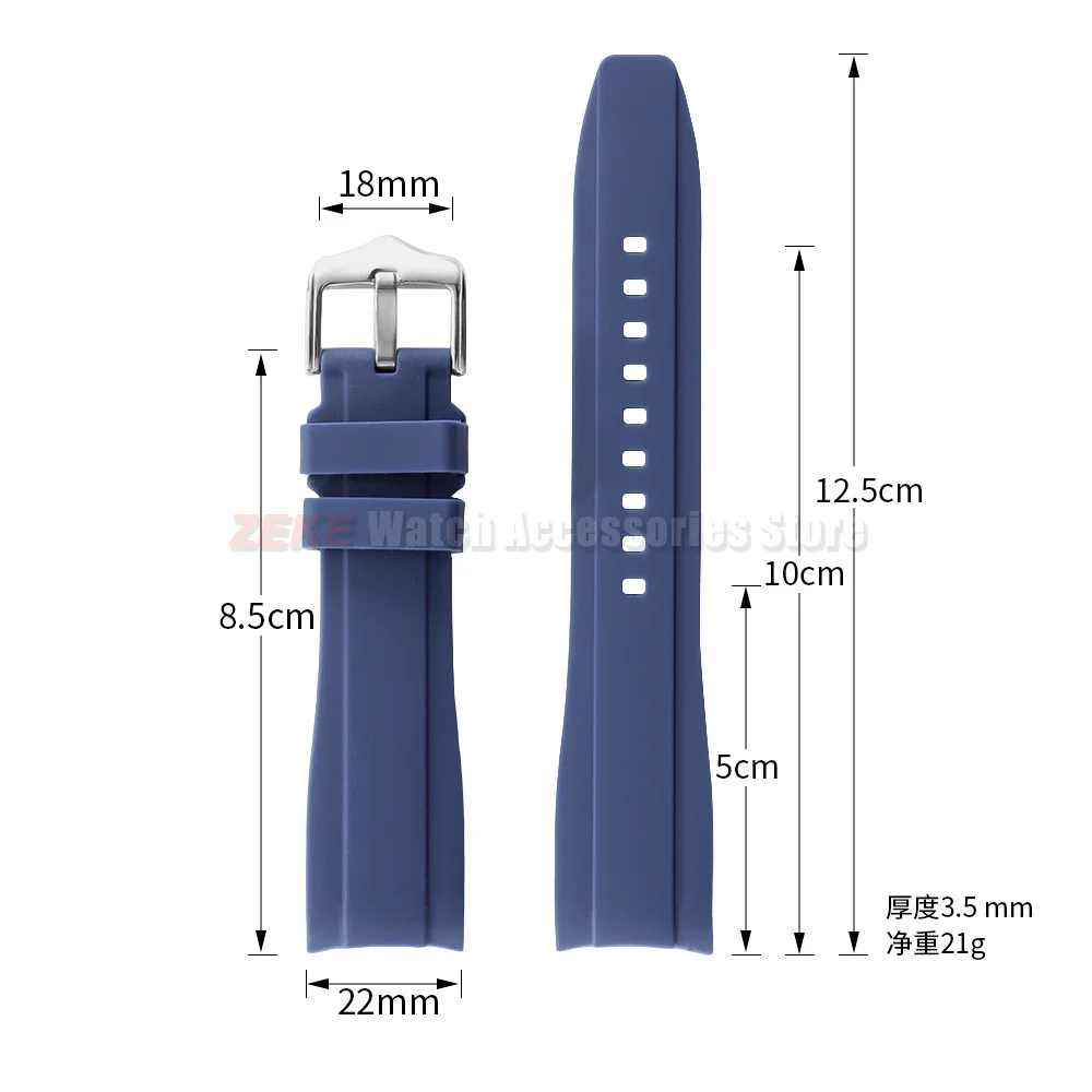 20mm 22mm Gummiarmband für Rolex Gebogenes Silikon-Uhrenarmband für Swatch Universelles Sportliches Wasserdichtes Armband für Männer und Frauen – Detail 1