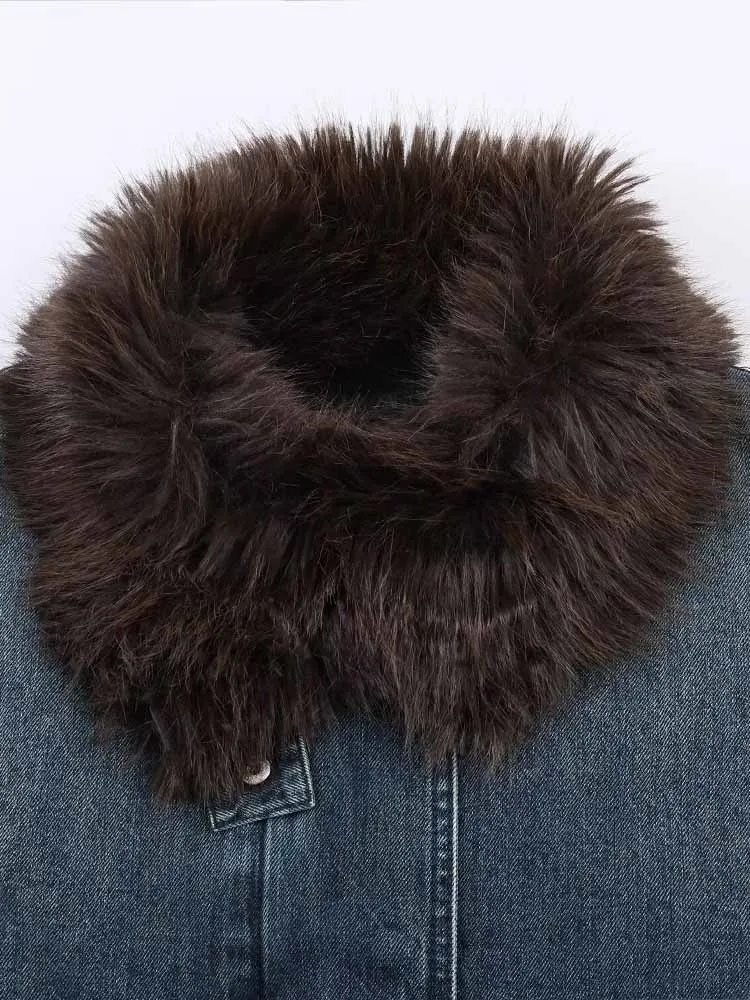 Zimowe nowości w stylu europejskim i amerykańskim, modna odzież damska, stylowy design, luźny krój, uniwersalna kurtka jeansowa.