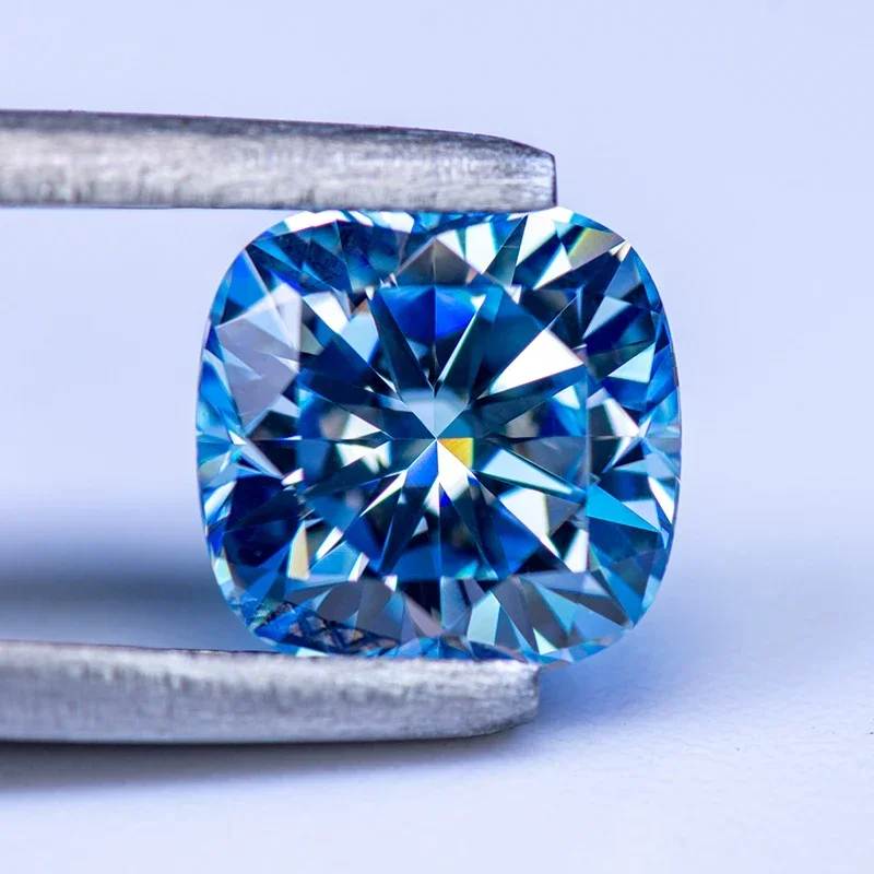 Moissanite Stone Ice Blue Color Cushion Cut Gemstone Lab Created Diamond for Women Jewelry Making Materials with GRA Certificate