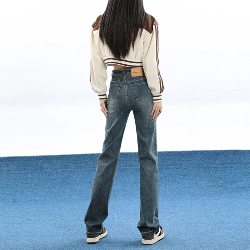

High Waist Straight Jeans For Women 2025 Autumn Winter New Slim Fit Versatile Cigarette Tall Floor-Length Pants
