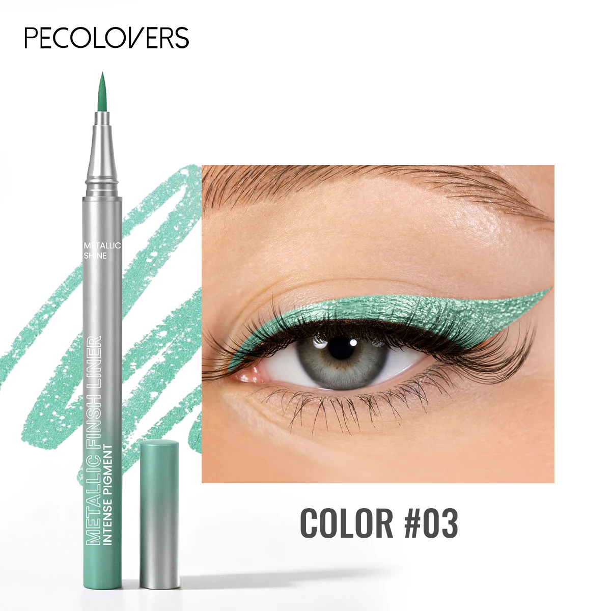 5PCS/SET Shimmery Green Liquid Eyeliner - Glitter Eyeshadow, Extra Fine Tip, Suitable for Everyday and Party Looks