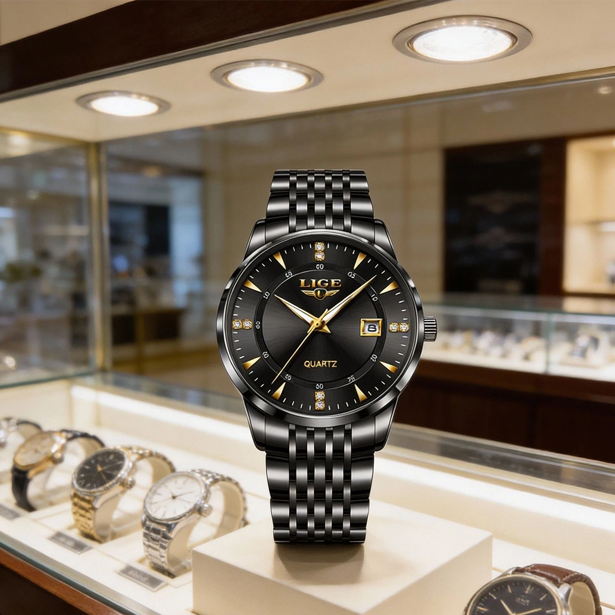 

Мужские наручные часы LIGE Luxury High Quality, хронограф, из нержавеющей стали, кварцевые, водонепроницаемые, с люминесцентным покрытием.