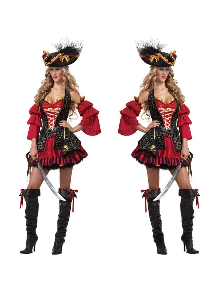 

loween Carnival Pirate Lady Costume Women's Stage Performance Outfit Role-plang Witch Costume Cotton Traditional Chinese...