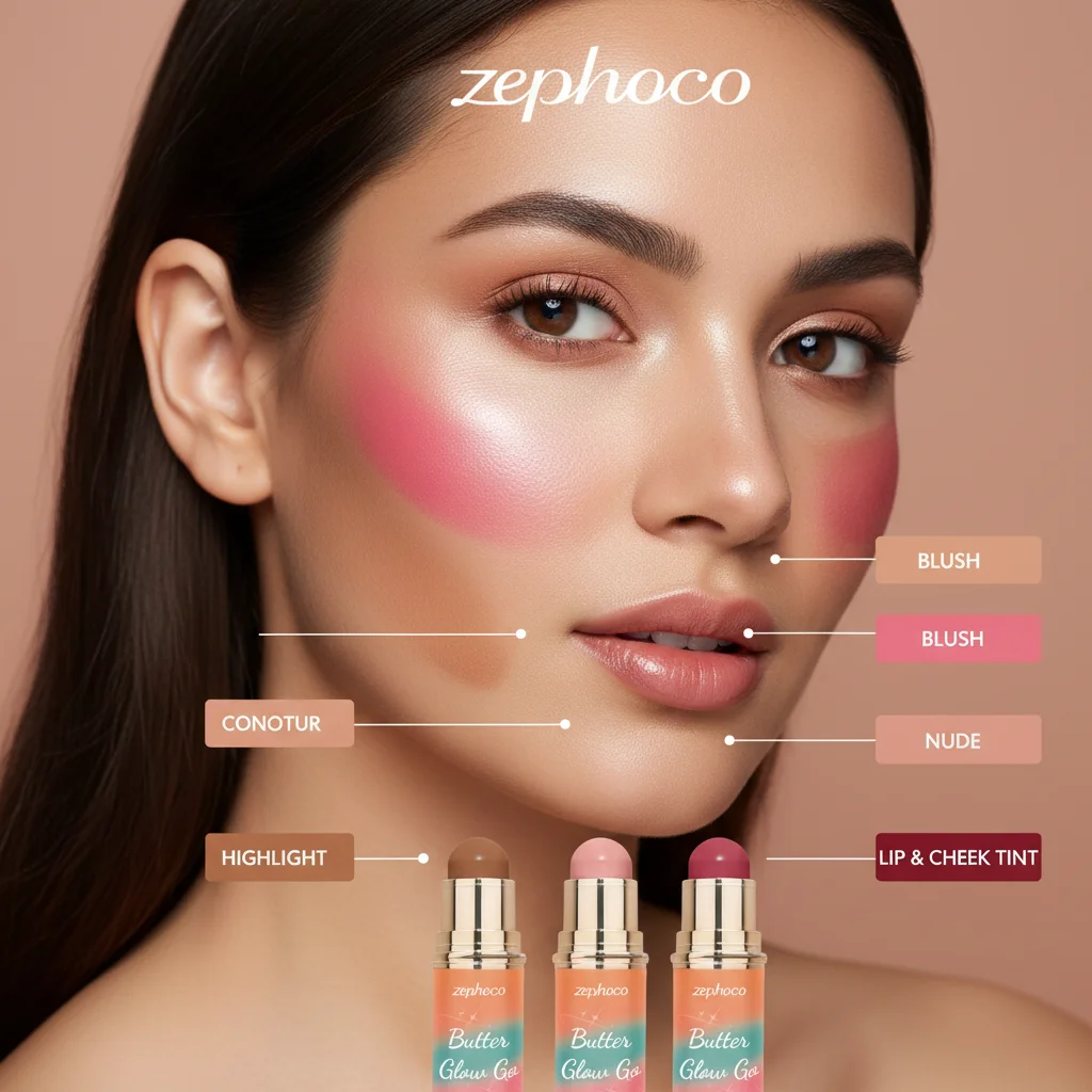 マルチデュアルエンドコンタースティックブロンザーブラッシュ防水長持ちフェイススカルプティングメイクアップすべての肌タイプポータブルトラベルサイズ