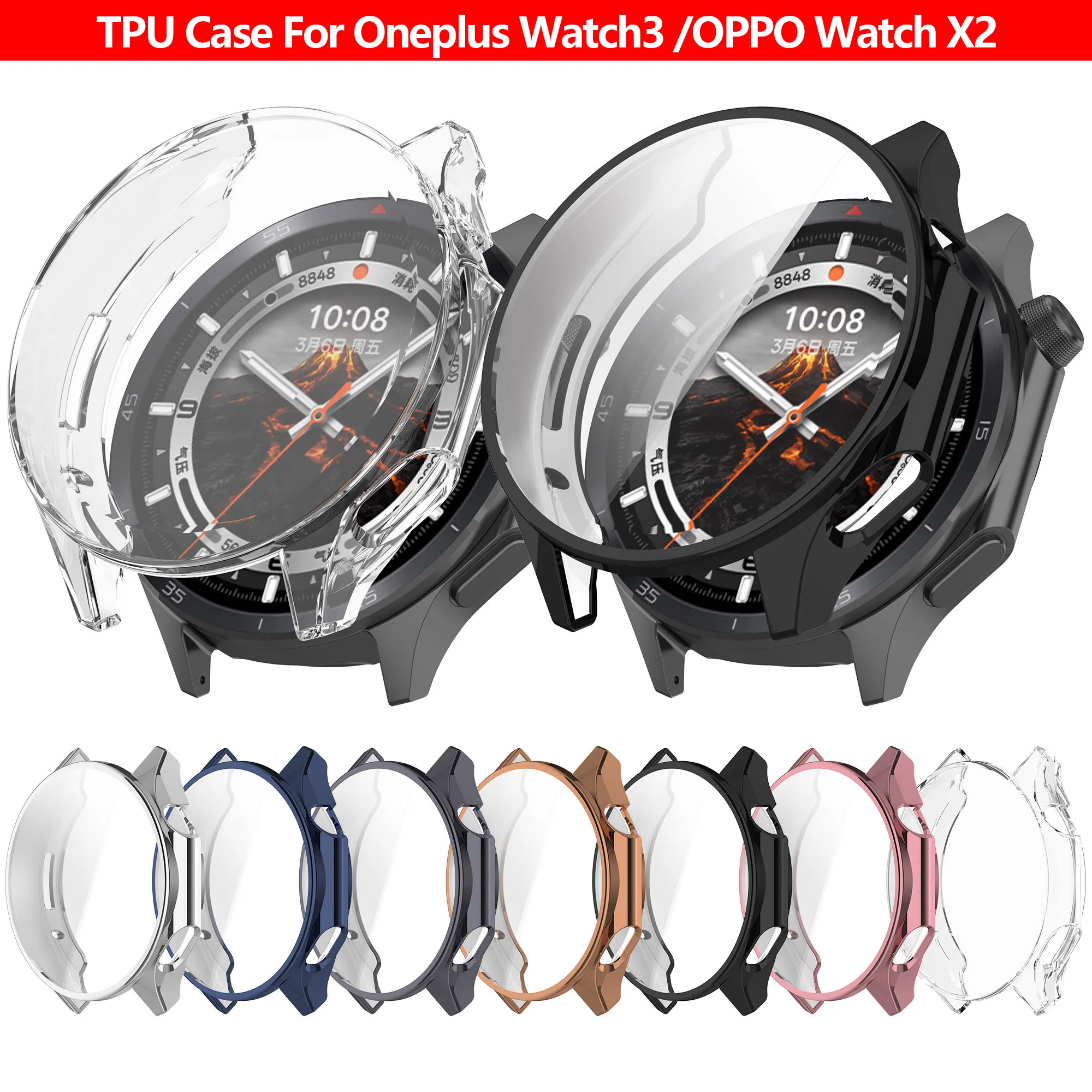 TPU Protective Case for Oneplus Watch 3 Screen Protector All-around Bumper for OPPO Watch X2 Watch Protector Sleeve Accessories