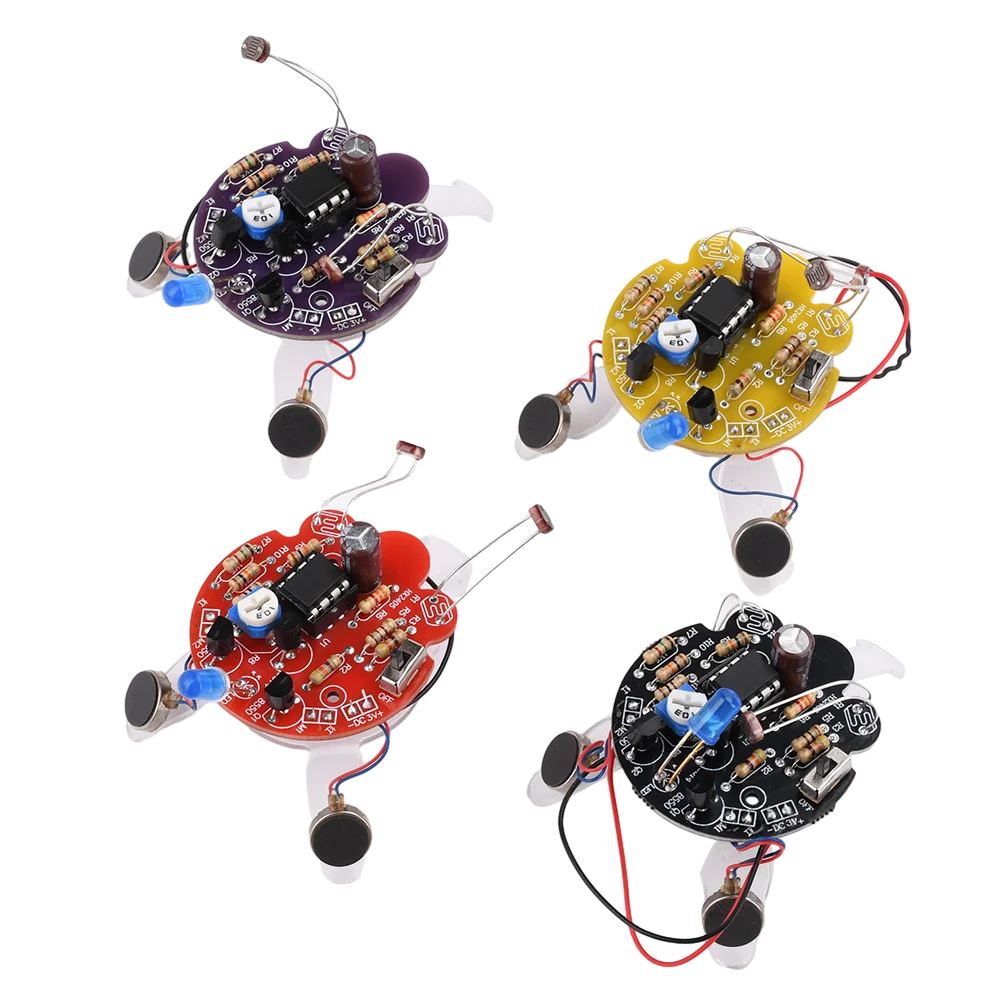 LED Breathing Light Photosensitive Sensor Mobile Robot Part Electronic Soldering DIY Kit Simulated Firefly Flashing Robot Toy