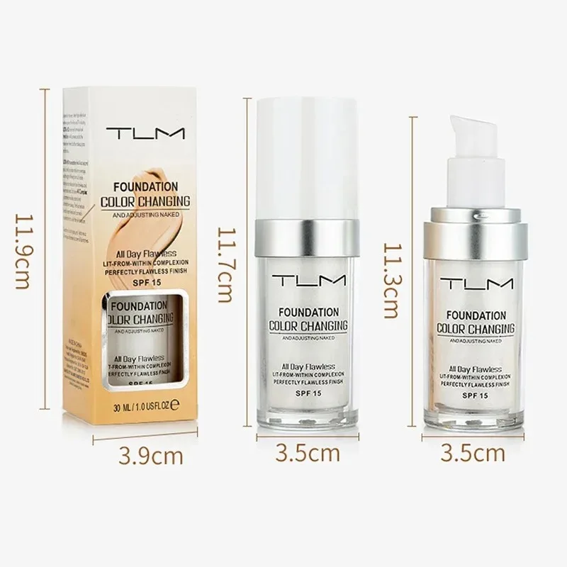 30ML TLM Foundation Color Changing Makeup Base Nude Face Full Cover Matte Concealer Long Lasting Make Up Liquid Foundation Cream