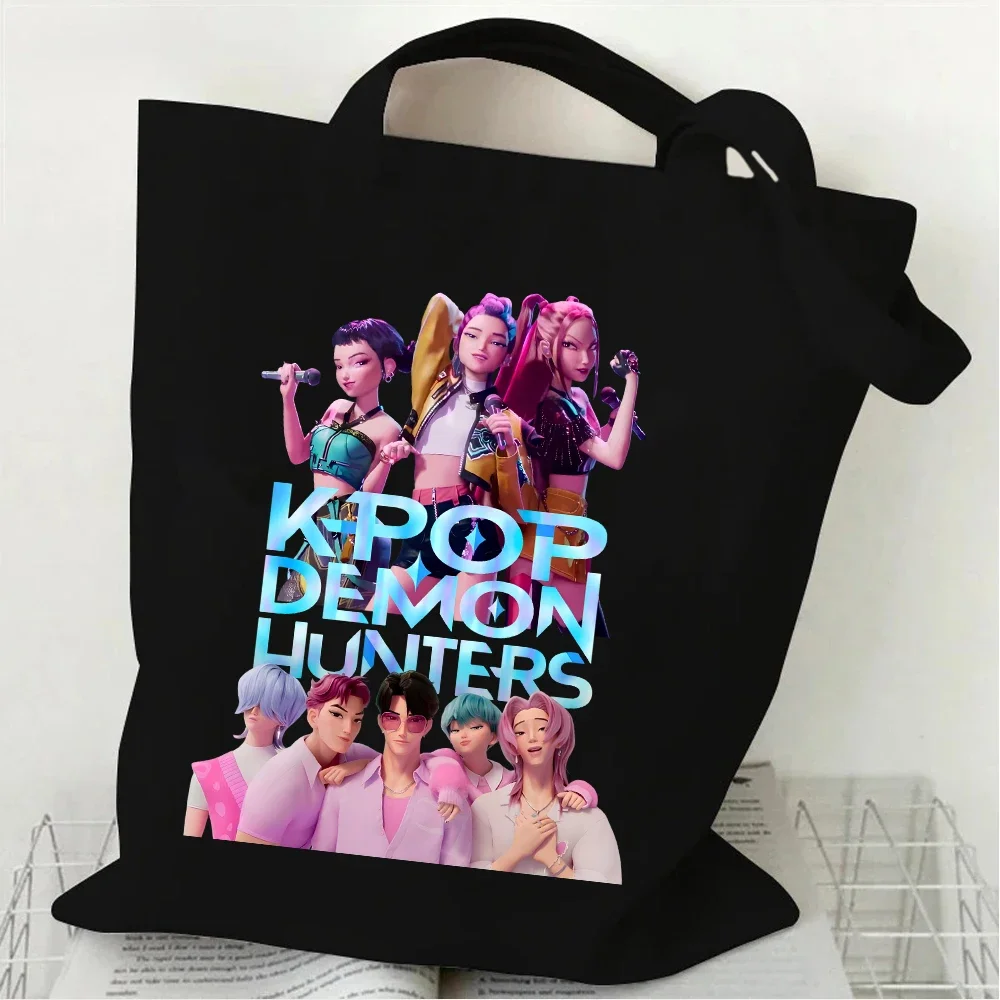 

2025 KPop Demon Hunters Saja Boys Canvas Bag Shopping Y2k Shopping Tote Bag Shopper Bag
