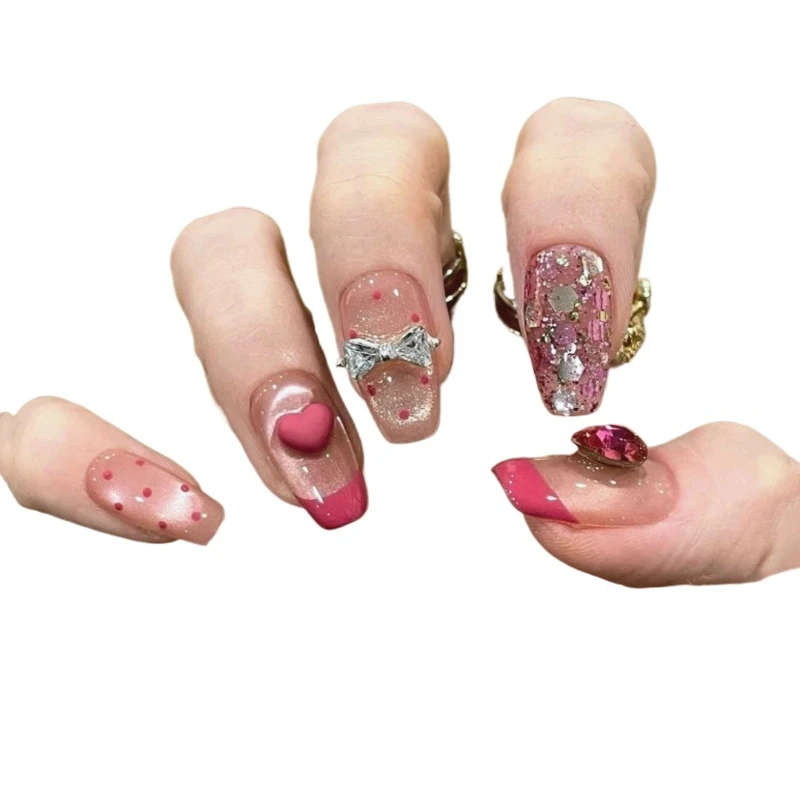 

Handmade customized finished fake nail patch wearing nail removable phototherapy whitening short nail