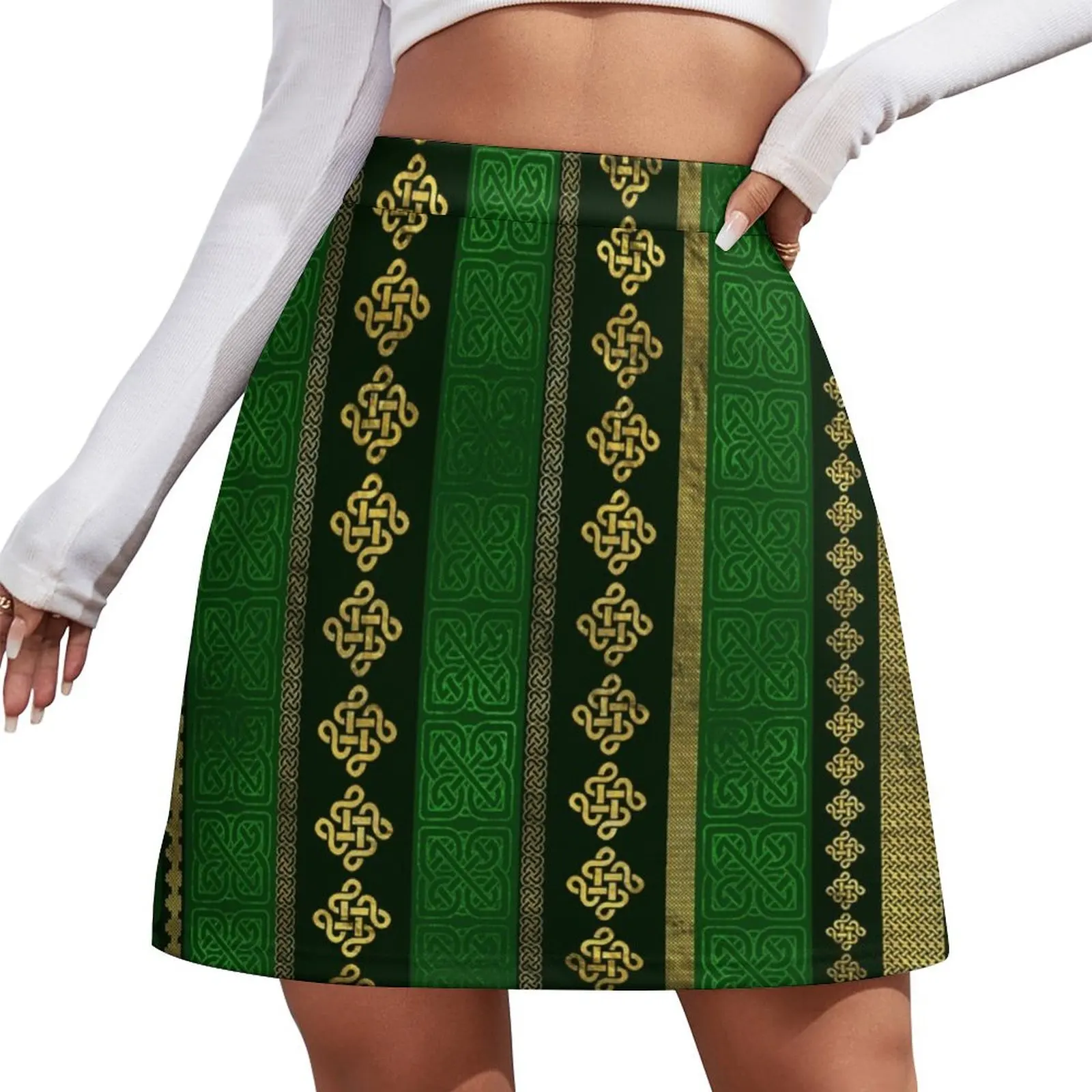 

Celtic Knot Decorative Gold and Green pattern Mini Skirt skirts for womens 2026 mini skirt korean summer clothes