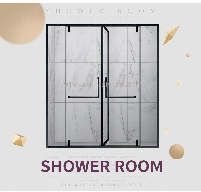 Bathroom simple enclosed shower cubicle shower room partition tempered glass wet and dry separation bath screen