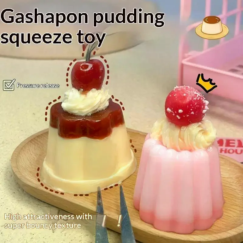 Simulation Pudding Squeeze Toy Slow Rising Non-Toxic Stress Relief Cute Food Toy for Kids Play Home Desk Decor Gift