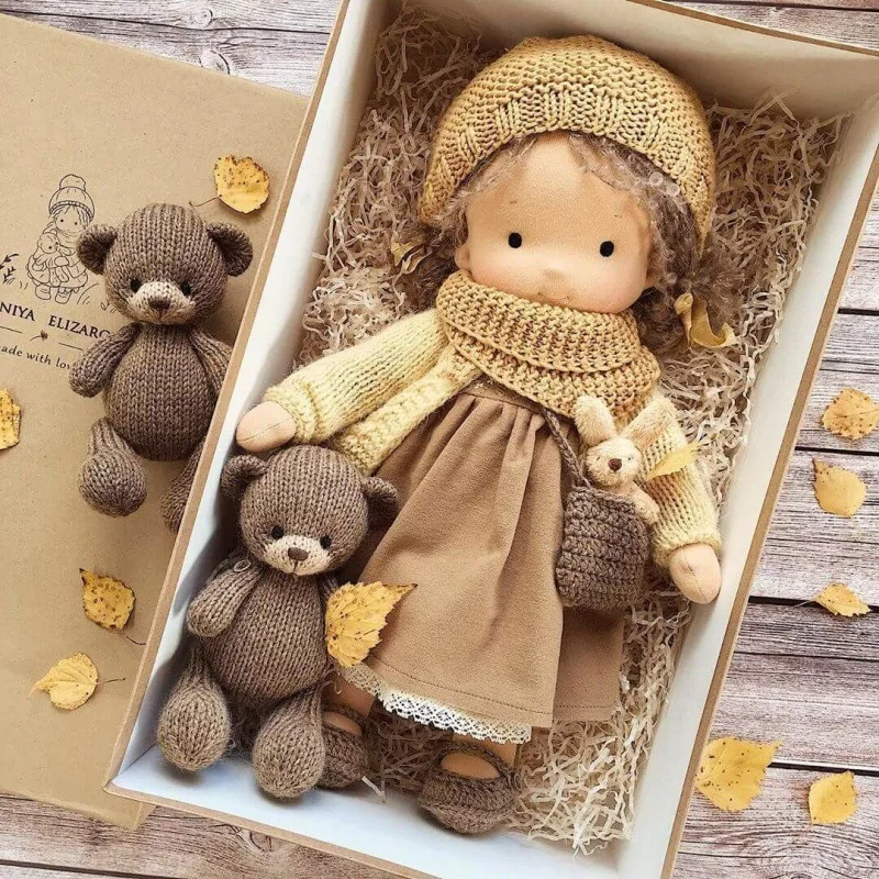 Soft Plush Waldorf Handmade Cotton Stuffed Plush Doll Packaging Dolls Fabricchanging Artist Handmade Christmas Thumb Knitting