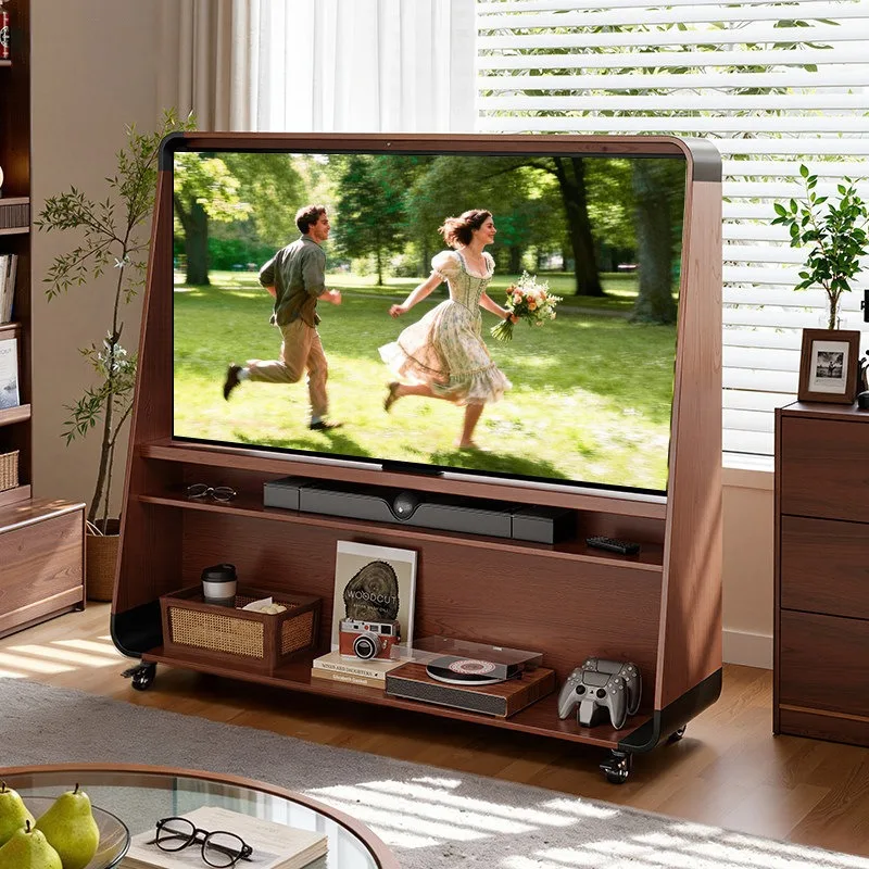 Removable Fully Wrapped Cabinet TV Bracket, Antique Style Floor Hanger for Living Room, Fits 32-65 Inch TV