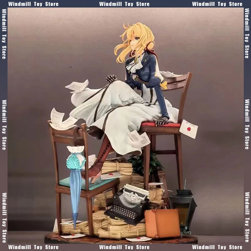 27cm Violet Evergarden Figure Anime Peripheral Violet Ferric Ferrocyanide Action Figure Beautiful Girl PVC Statue Doll Model Toy