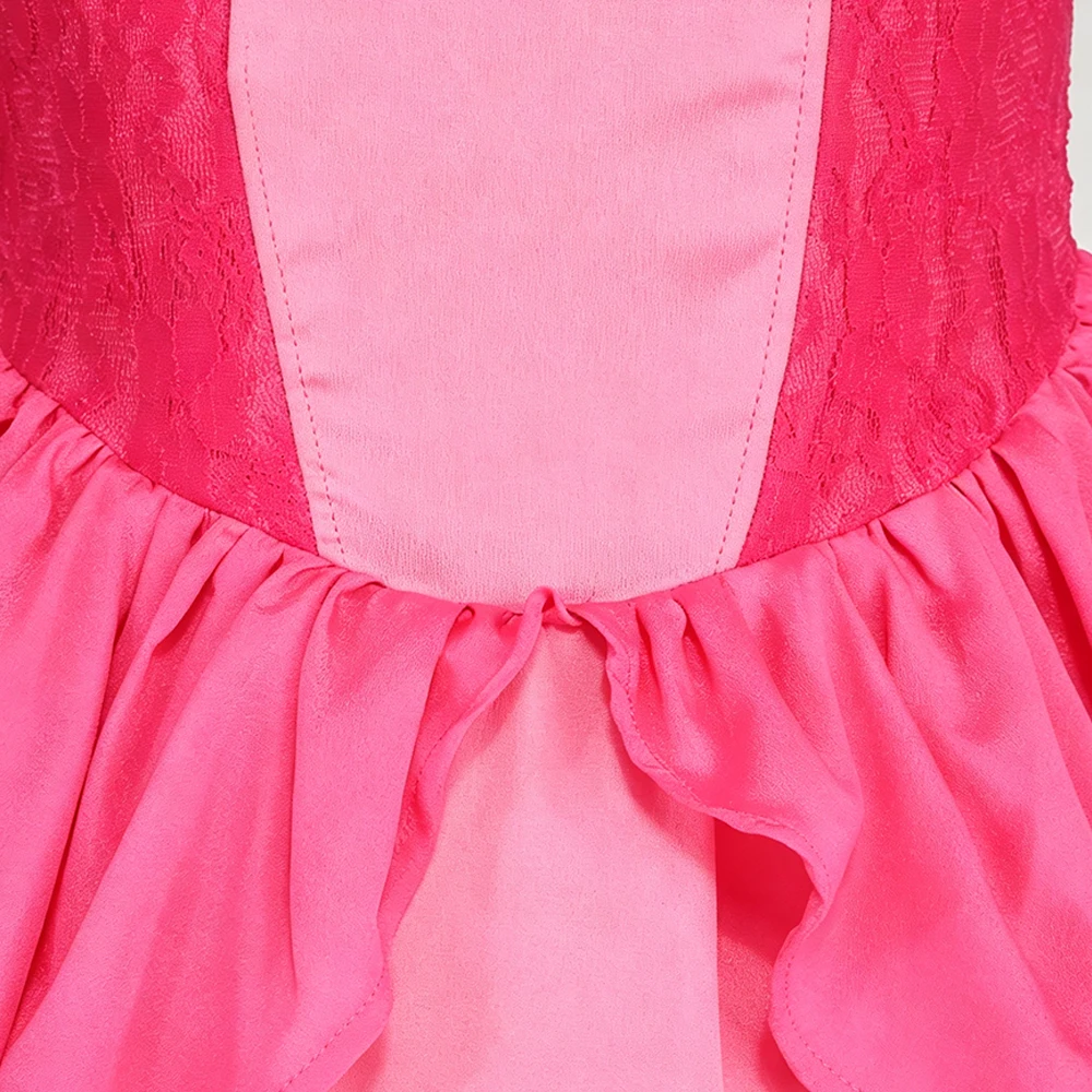 Pfirsichfarbenes Kleid für Mädchen, Prinzessinnenkostüm mit Puffärmeln für Halloween, Karneval, Geburtstag, 3 4 5 6 7 8 Jahre – Detail 10