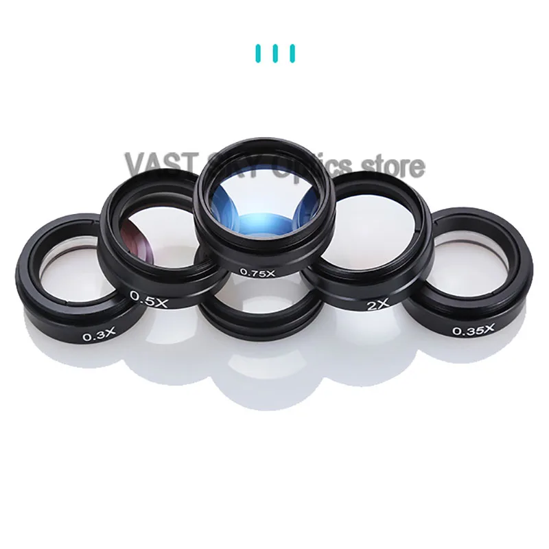 1pc Stereo microscope protective lens Auxiliary Barlow Objective Len 0.3/0.5/0.75/1/1.5/2X Auxiliary len M48/M42 Optical Coating