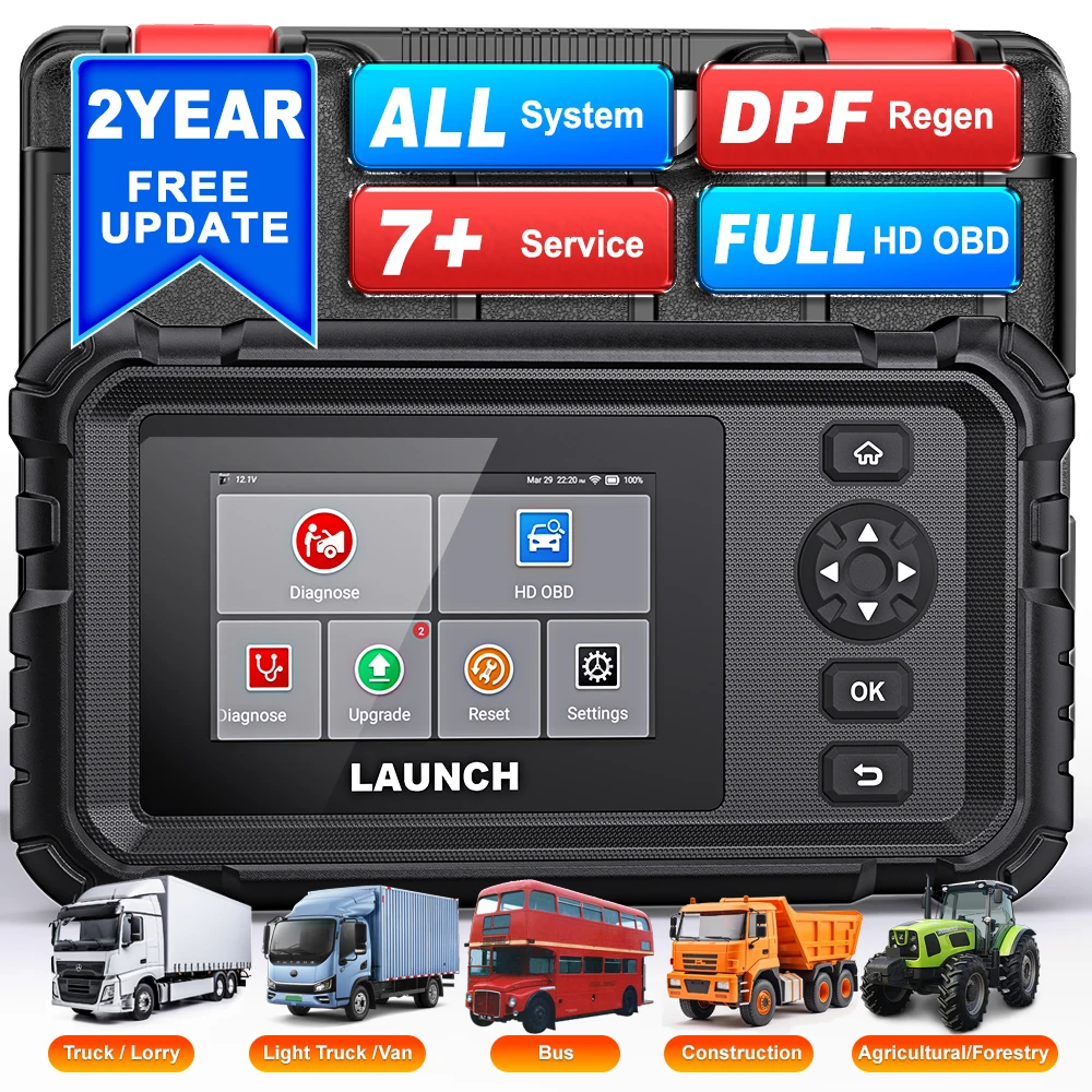

Heavy Duty Truck Scanner Full System Diesel Scan Tool with 7 Resets DPF Force Regen & Reset for 24V Heavy Truck LAUNCH CRP129 HD