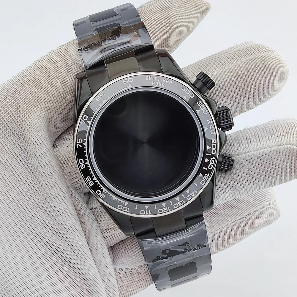 

Корпус VK63 39 мм, роскошный мужской корпус для часов, нержавеющая сталь 904L, сапфировое стекло, водонепроницаемый корпус, высококачественный черный корпус