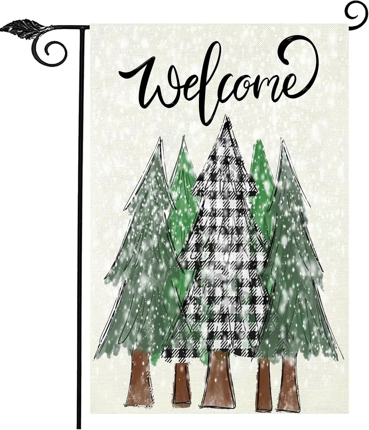 Welcome Garden-Flag for Winter Outdoor Double Sided Snow-Pines Christmas Burlap Yard Flag(ONLY FLAG,12x18 Inch) KKL AAL HHM  yyi