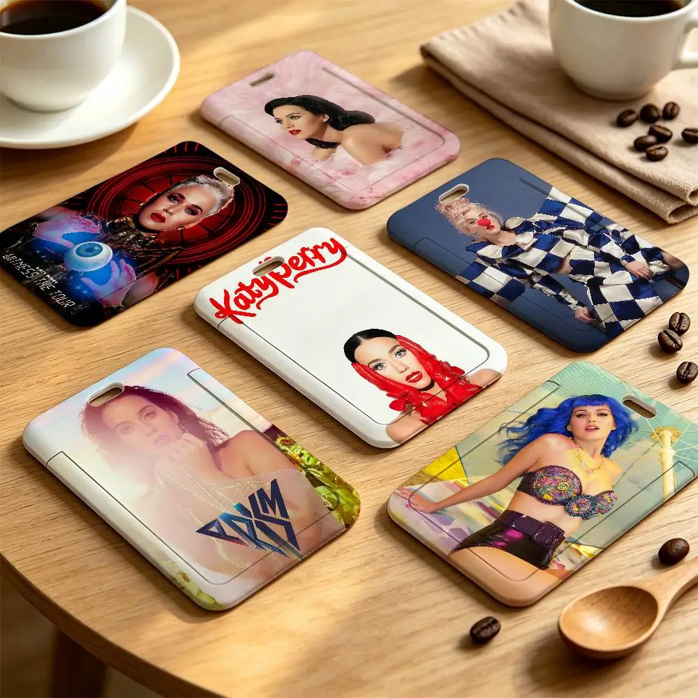K-Katy Perry 143 Singer Clear Window ID Card Holder, Business Badge Holder With Neck Lanyard, Office Work Permit Card Cover