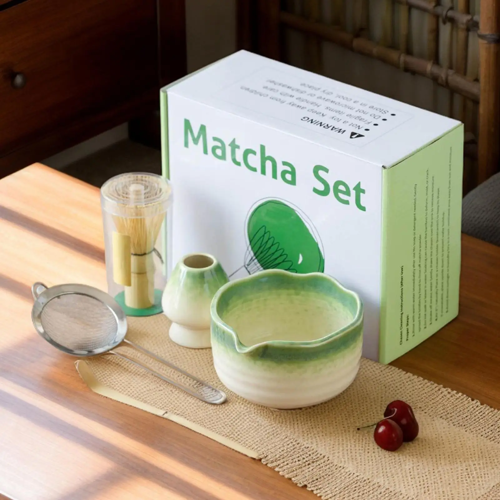 5Pcs Japanese Matcha Tea Set Safe Whisk Teaspoon Tea Sets Matcha Bowl Matcha Whisk Holder for Tea Lovers Tea-Making Tools