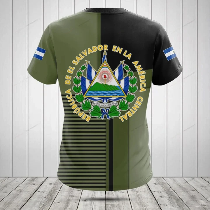 Custom Name Summer Casual El Salvador Flag Graphic ArmyGreen T-shirts Men's Fashion Tee Team Uniform Jersey Short Sleeve Clothes