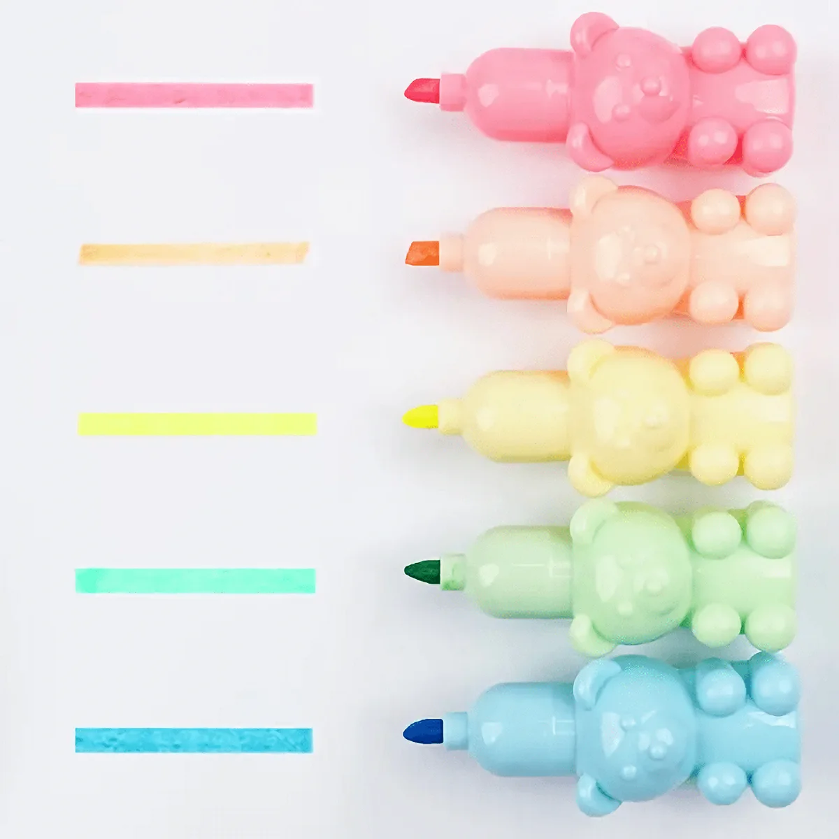5 colors Bear Design Marker Pen - Fluorescent Graffiti Painting Highlighter for Creative Doodling and Student Projects