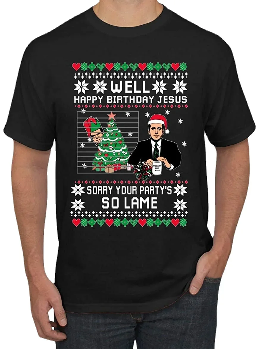 Happy Birthday Jesus Funny Men's Cotton O-neck Short Sleeve T-shirt