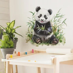 Cute Panda Eat Bamboo Wall Sticker For Kids Room Background Decor Wallpaper Bedroom Home Decoration Self-adhesive Cartoon Decals