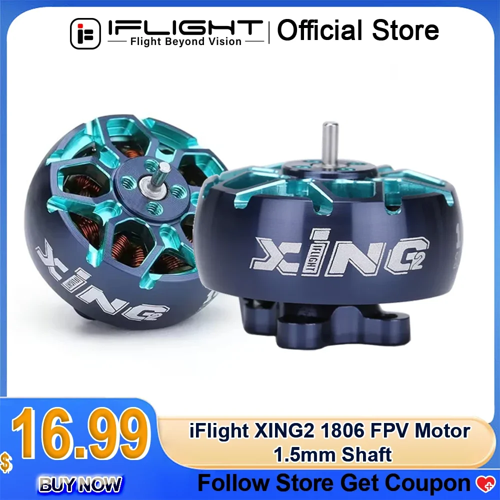 

IFlight XING2 1806 2500KV 4-6S FPV Brushless Motor W/ 1.5mm Titanium Alloy Shaft Compatible 5inch Propeller for FPV Drone