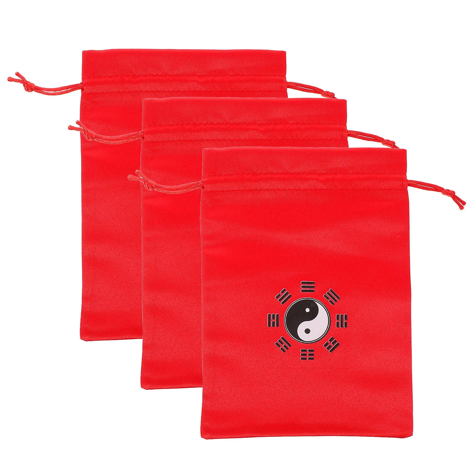 

3pcs Jump Rope Storage Bag Small Red Drawstring Pouch Bagua Print Portable ganizer Bags Gym Travel Accessories Holder