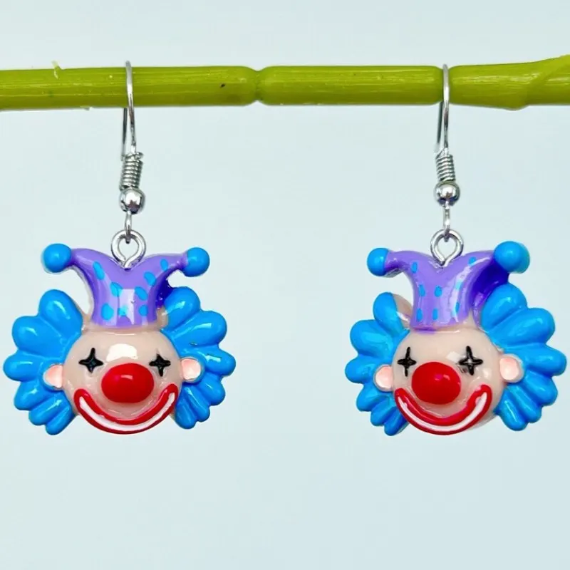 Creative Circus Cartoon Clown Drop Earrings Funny Clowns Resin Accessories Handmade Jewelry Eardrop Gifts for Her 11 Style