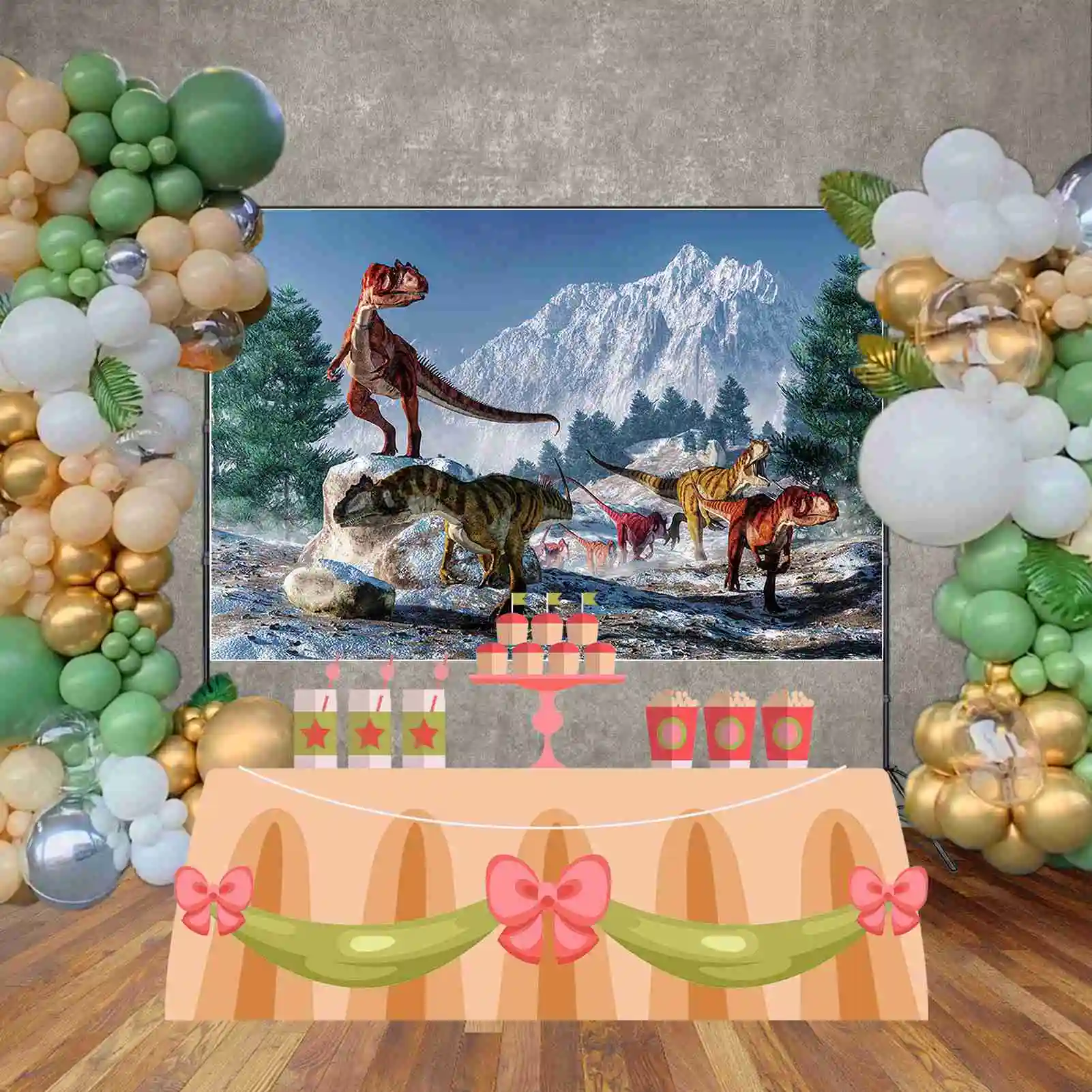 MOON.QG Jurassic World Dinosaur Boys Birthday Party Decoration Backdrop Jungle Forest Mountain Background Sign Photography Props