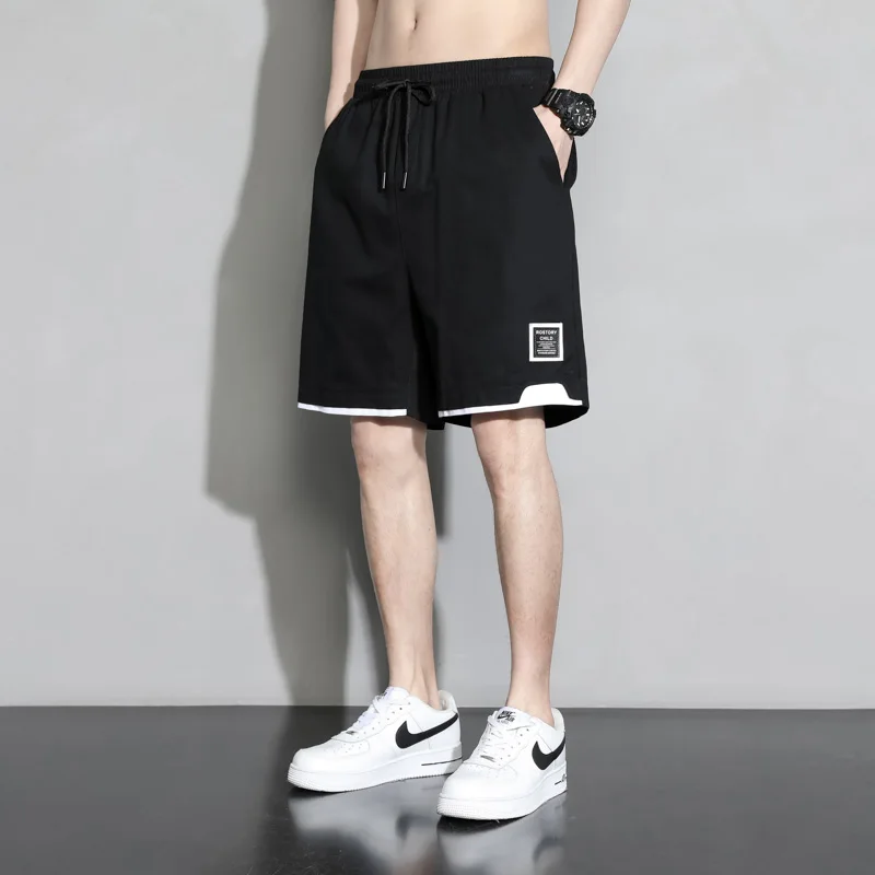 Summer Thin Shorts Men 100% Cotton Knee Pants Drawstring Elastic Waist Cargo Sports Work Outdoor Board Bermuda Plus Size M-8XL