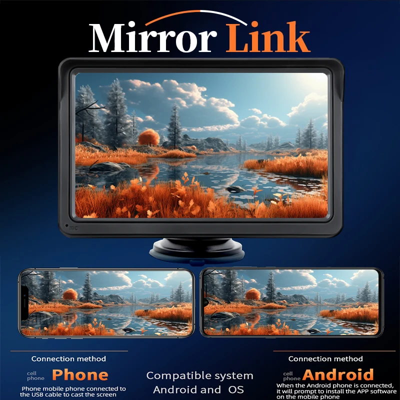 Hippcron 7 بوصة راديو السيارة الوسائط المتعددة مشغل فيديو Carplay اللاسلكي وشاشة اللمس التلقائية التي تعمل بنظام أندرويد تدعم كاميرا الرؤية الخلفية #5