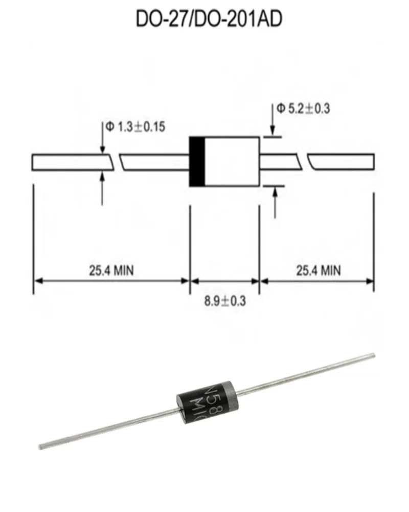 20PCS HER508 Fast Recovery Diode HER302 HER303 HER304 HER305 HER306 HER307 HER308 HER503 HER504 HER505 HER506 HER507 DO-27