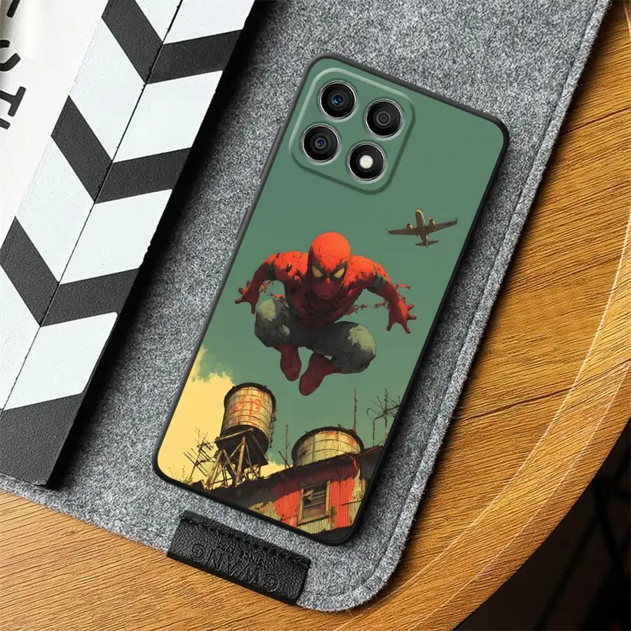 حافظة لهاتف Honor 8X X5b 70 Magic5Lite X6 X8 X9a 200 400 Lite 90X7 من Marvel Iron Man Spider Man باللون الأسود الناعم