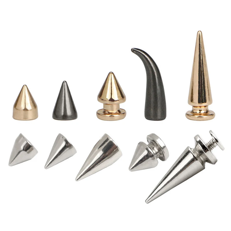 Silver Top-Grade Tapered Rivets, Big Leather Craft Studs, Black Spikes and Studs, Punk, Glod Rivets, 5 Sets,10 Sets/lot