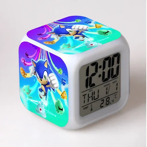 Sonic LED Plastic Night Light Anime Figure Colorful Alarm Clock Home Decoration Accessories Bedroom Children Toy Birthday Gifts