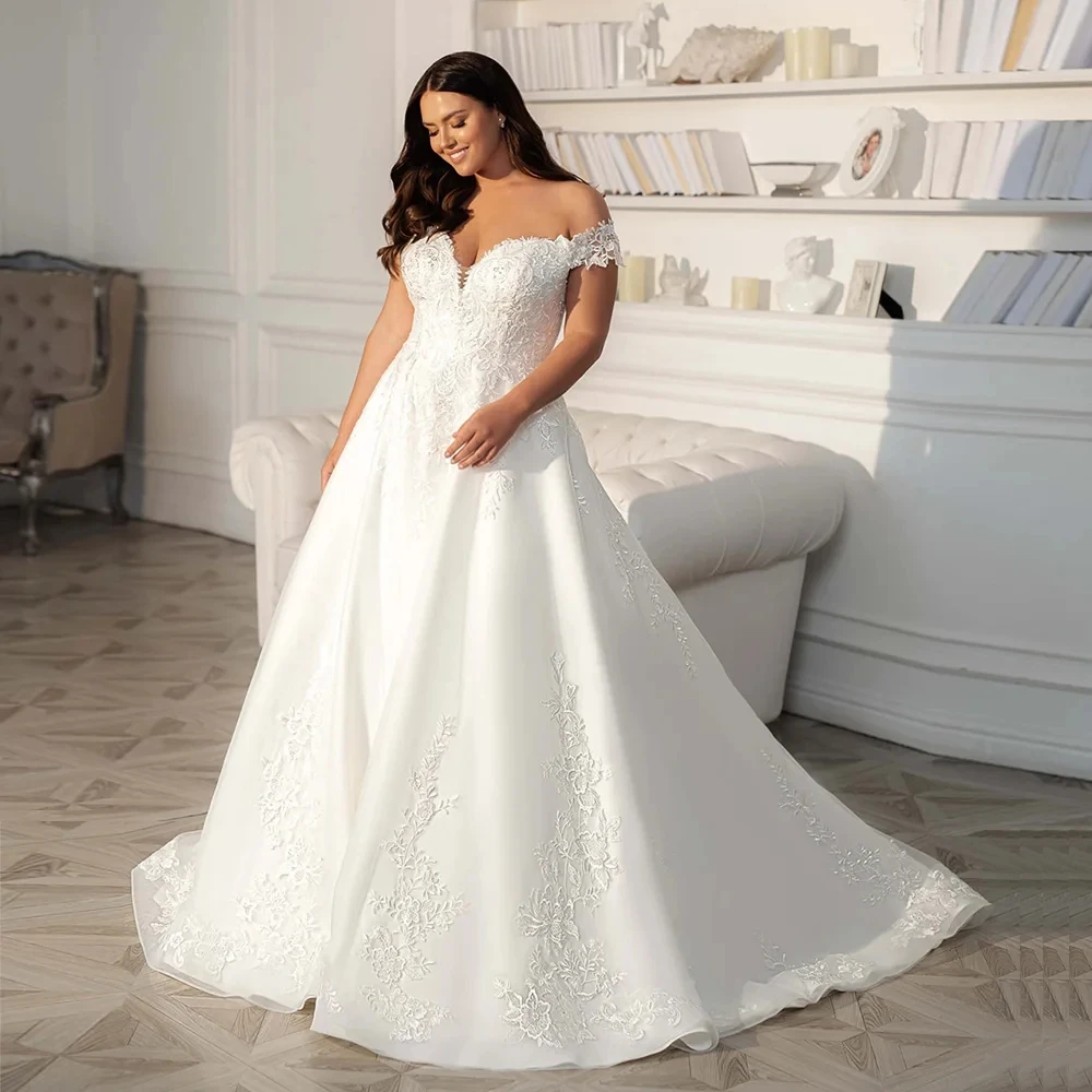 

Customized Off The Shoulder Lace Vestidos De Novia Plus Size Lace Wedding Dresses Appliques Vestido De Noiva