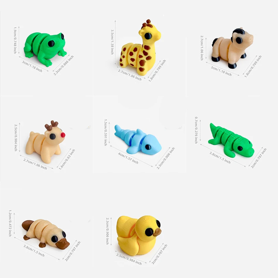 5-30Piece Mini Random 3D Printed Animal Figurine Set Flexible and Movable Surprise 3D Printed Cute Animal Desktop Decoration