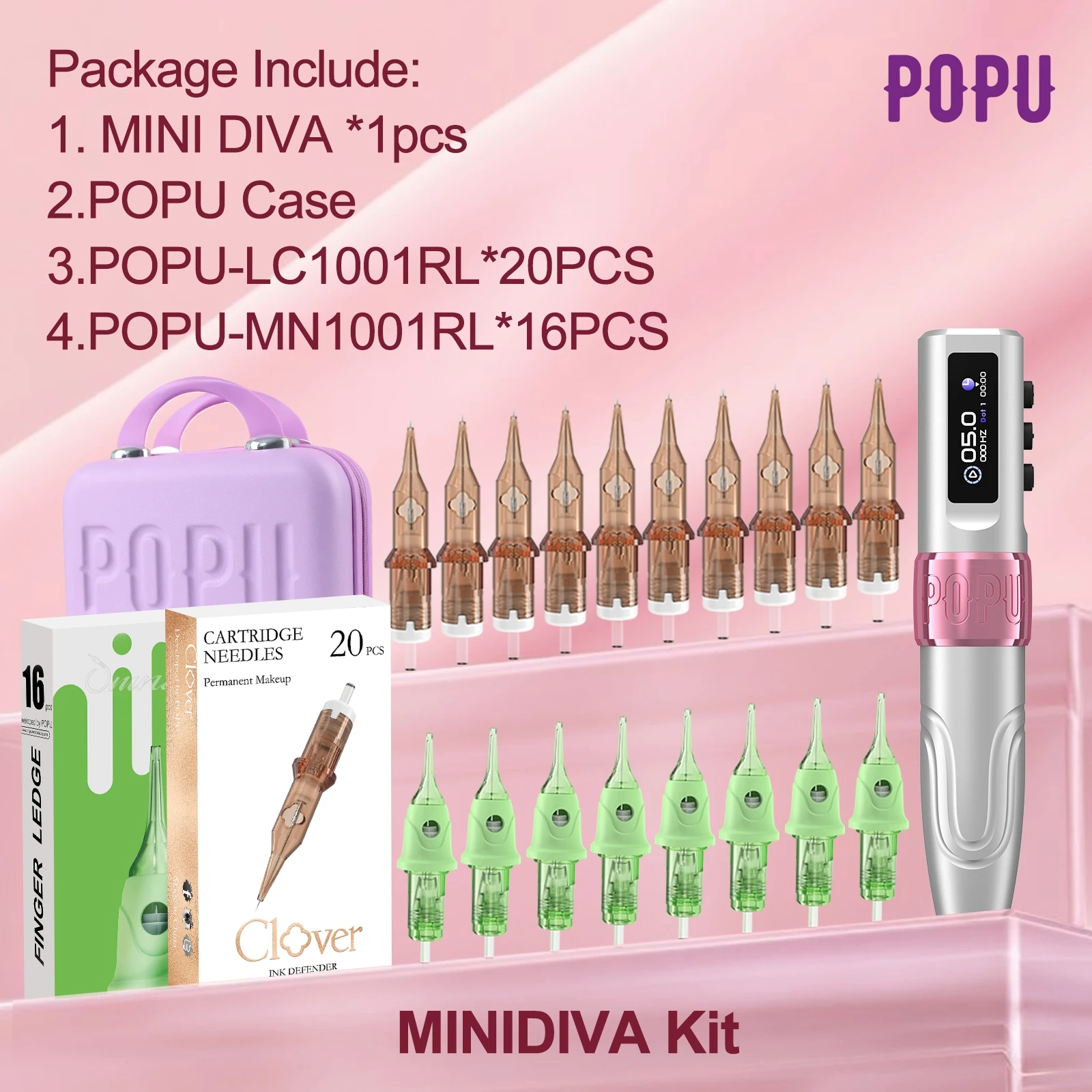

PMU Kits POPU MINI DIVA 3.5mm Wireless PMU Machine Pen Microblading Kits PMU&SMP Hairstrokes Permanent Makeup Cartridge Needles