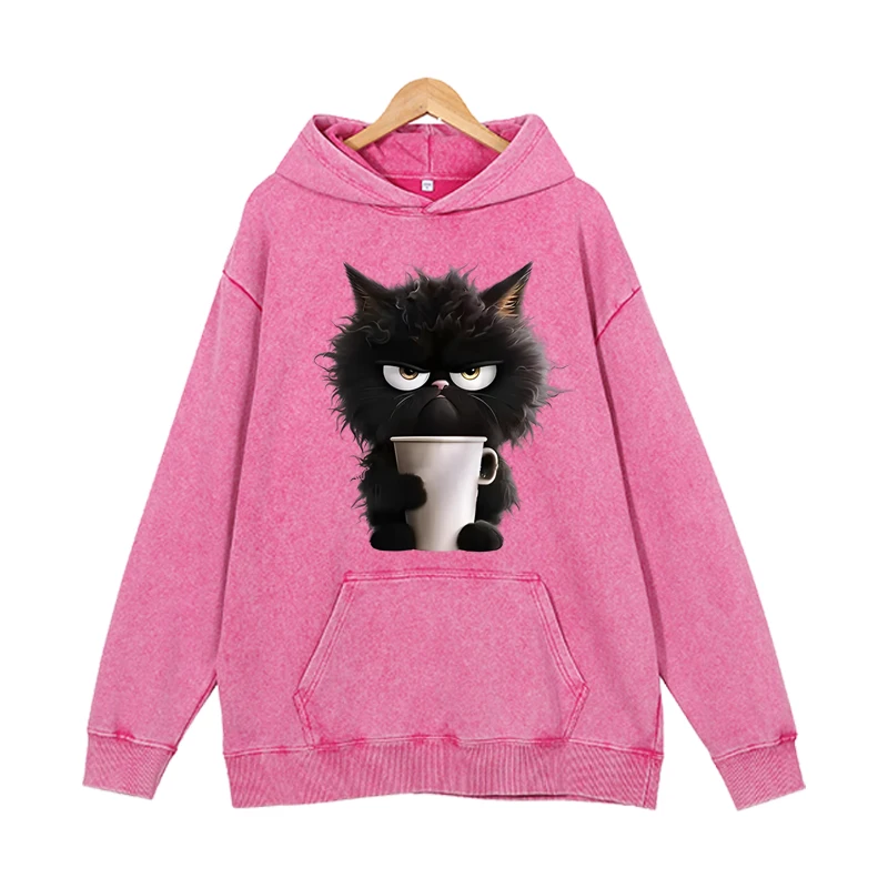 Coole schwarze Katze Kaffee Hoodies Männer Mode gedruckt Sweatshirts Frauen lässig Harajuku Streetwear Kapuze Pullover Sudadera