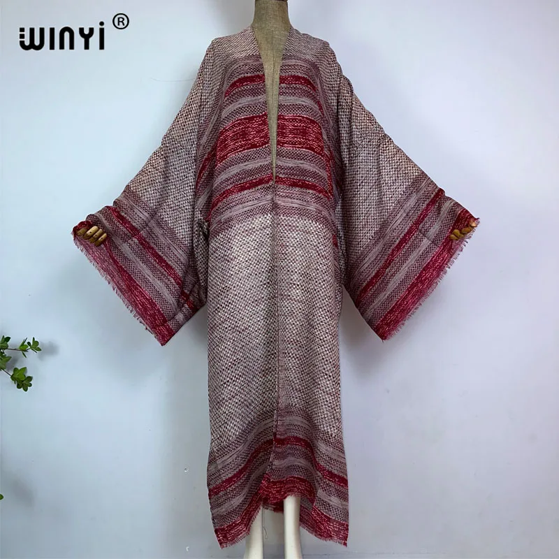 Kimono WINYI letni nadruk kaftany boho dla kobiet elegancki kardigan seksowna wakacyjna odzież plażowa maxi strój kąpielowy wieczorowy